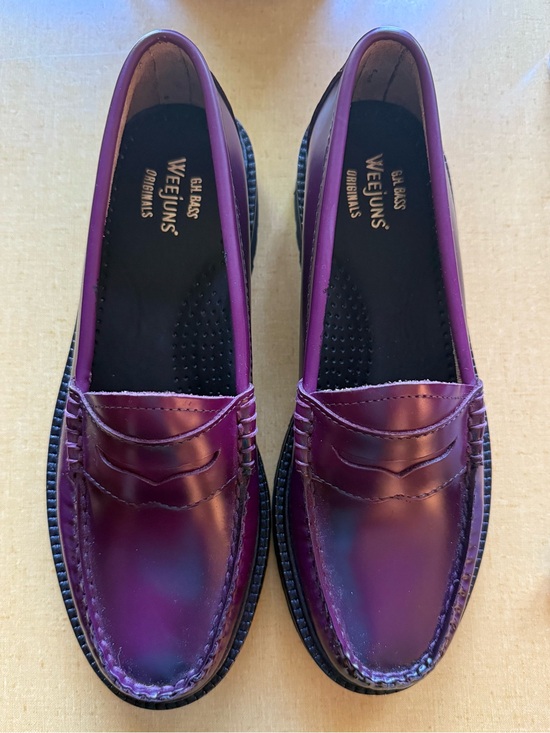 G.H. Bass & Co. Shoes - G.H.BASS Women's Plum Leather Whitney Candy Lug Weejun Loafer Flats - Plum - 8